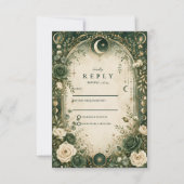 Botanische Groene Hemelse Bruiloft RSVP Kaartje (Voorkant)