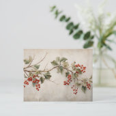 Botanische groene Holly en rode bessen Briefkaart (Staand voorkant)