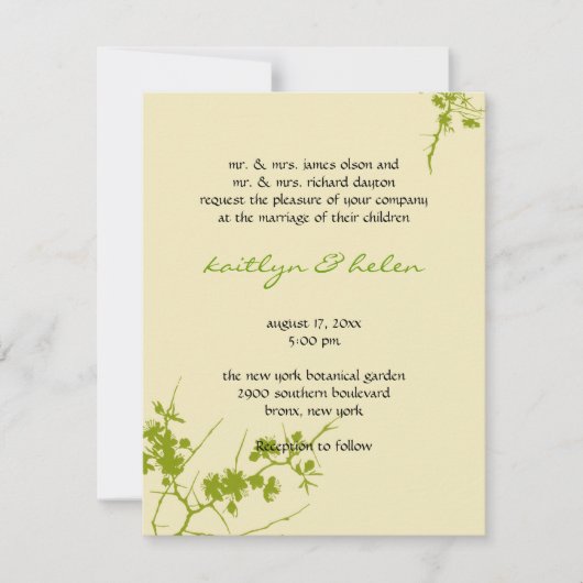 Botanische, groene homo's, uitnodiging tot huwelij (Voorkant)