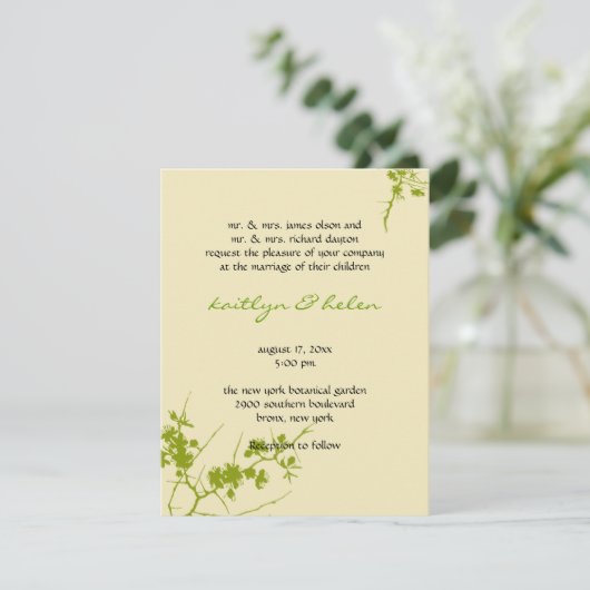 Botanische, groene homo's, uitnodiging tot huwelij (Staand voorkant)