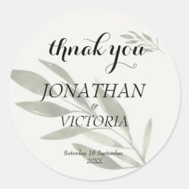 Botanische Groene Huwelijks Dank Je Rond Sticker