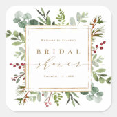 Botanische Groene Kerst Bruidsborrel Vierkante Sticker (Voorkant)