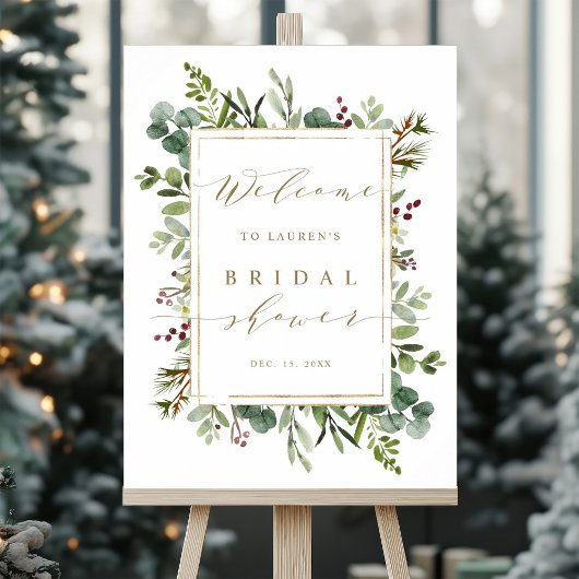 Botanische Groene Kerst Bruidsbruiloft Welkom Poster