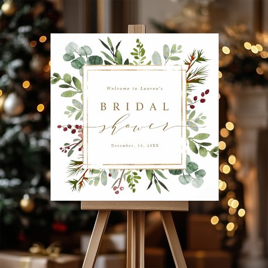 Botanische Groene Kerst Bruiloft Feest Welkom Poster