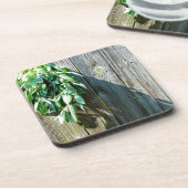 Botanische groene kruiden distressed houtnerf drankjes onderzetter (Linkerzijde)
