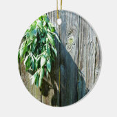 Botanische groene kruiden distressed houtnerf keramisch ornament (Links)