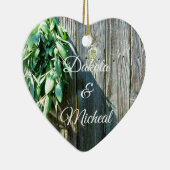 Botanische groene kruiden distressed houtnerf keramisch ornament (Rechts)