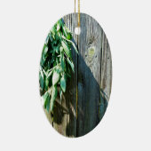 Botanische groene kruiden distressed houtnerf keramisch ornament (Rechts)