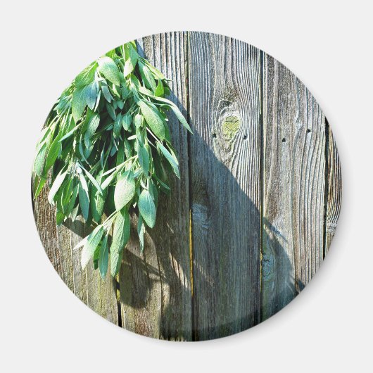 Botanische groene kruiden distressed houtnerf magneet (Voorkant)