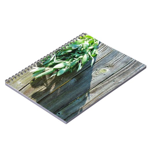 Botanische groene kruiden distressed houtnerf notitieboek (Linkerzijde)