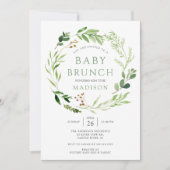 Botanische groene Leaf Baby Brunch Invitation Kaart (Voorkant)