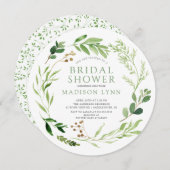 Botanische groene Leaf Bridal Shower Invitation Kaart (Voorkant / Achterkant)
