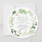 Botanische groene Leaf Bridal Shower Invitation Kaart (Voorkant)