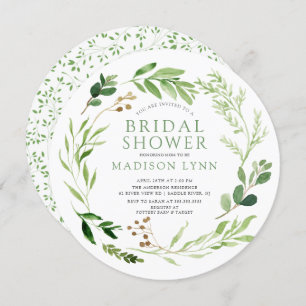 Botanische groene Leaf Bridal Shower Invitation Kaart