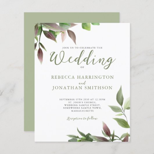 Botanische groene Leaf Budget Weddenschap (Voorkant / Achterkant)