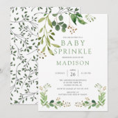 Botanische groene lef Baby Sprinkle Invitation Kaart (Voorkant / Achterkant)