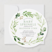 Botanische groene lef Baby Sprinkle Invitation Kaart (Voorkant)