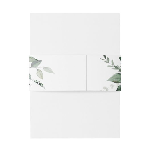Botanische Groene Loof Waterverf Bruiloft Uitnodig Uitnodigingen Wikkel (Achterkant Voorbeeld)