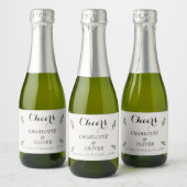 Botanische Groene Mini Champagne Fles Label Set Sparkling Wijnetiket (Flessen)