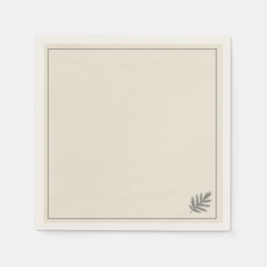 Botanische Groene Minimalist | Neutraal Rustiek Servet (Voorkant)