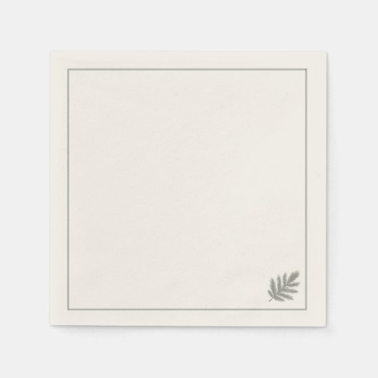 Botanische Groene Minimalist | Neutraal Rustiek Servet (Voorkant)