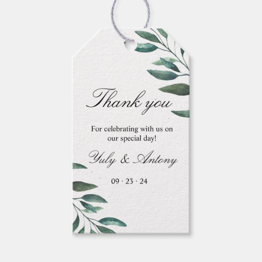 Botanische groene minimalistische gunst cadeaulabel (Voorkant)
