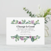 Botanische Groene Paarse Eucalyptus Bewegen Aankondiging (Staand voorkant)