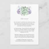 Botanische groene Paarse Succulent Wedding Details Informatiekaartje (Voorkant)