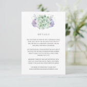 Botanische groene Paarse Succulent Wedding Details Informatiekaartje (Staand voorkant)