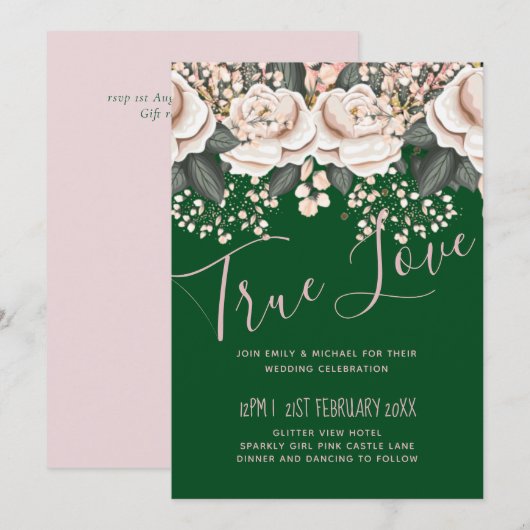 Botanische Groene Roze Floral Weddenschap Budget (Voorkant / Achterkant)