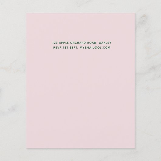 Botanische Groene Roze Floral Weddenschap Budget (Achterkant)