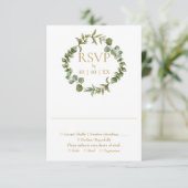 Botanische groene slinger elegante goud RSVP kaartje (Staand voorkant)