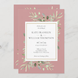 Botanische Groene Stof Roze All In One Trouwen  Kaart