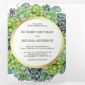 Botanische Groene Succulent Krans Foto Huwelijk Drieluik Uitnodiging (Binnenzijde eerst)