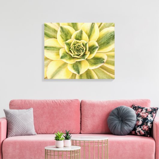 Botanische, groene Succulente foto op canvas (Insitu (Woonkamer))