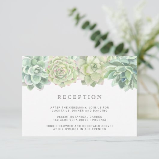 Botanische Groene Succulenten Wedstrijden Ontvangs Informatiekaartje (Staand voorkant)