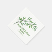 Botanische groene tak naam ingetekend servet (Hoek)