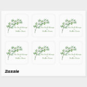 Botanische groene tak naam ingetekend vierkante sticker (Vel)
