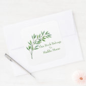 Botanische groene tak naam ingetekend vierkante sticker (Envelop)