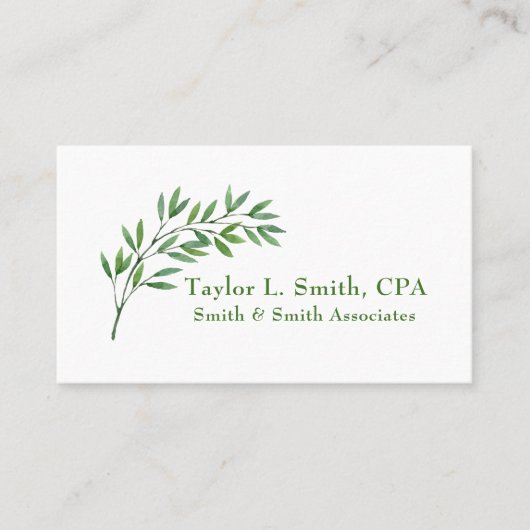 Botanische groene tak visitekaartje (Voorkant)