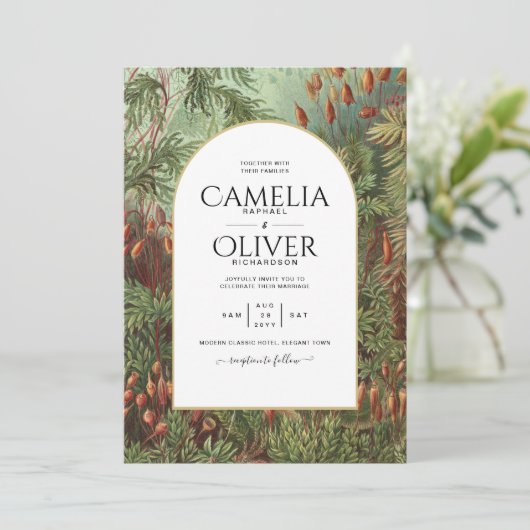  Botanische Groene Terracotta Wedding nodig Kaart (Staand voorkant)
