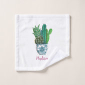 Botanische groene Tropische Cactus Succulent patro Bad Handdoek (Wasdoekje)