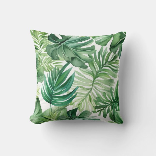 Botanische groene tropische Monsterra bladeren Kussen (Voorkant)