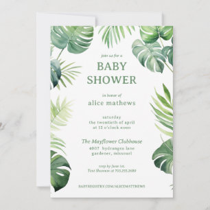 Botanische groene tropische planten baby shower kaart