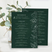 Botanische groene trouwprogramma kaart