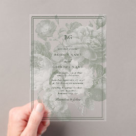Botanische Groene Tuin Party Wedding Theme Acryl Uitnodigingen