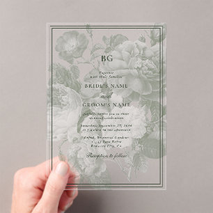 Botanische Groene Tuin Party Wedding Theme Acryl Uitnodigingen