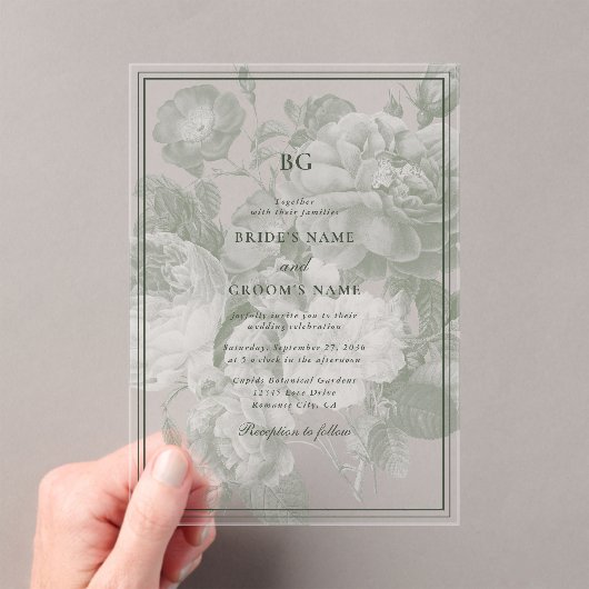 Botanische Groene Tuin Party Wedding Theme Acryl Uitnodigingen (Insitu (Draagbaar))