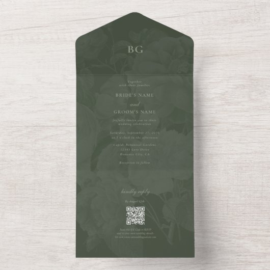 Botanische Groene Tuin Party Wedding Theme All In One Uitnodiging (Binnen)