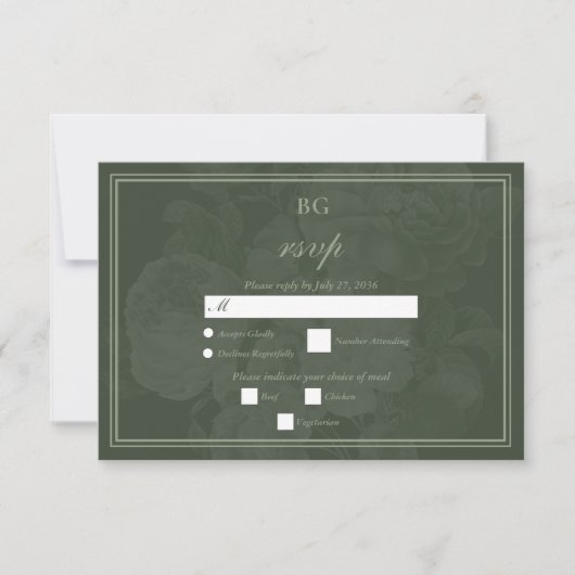 Botanische Groene Tuin Party Wedding Theme RSVP Kaartje (Voorkant)
